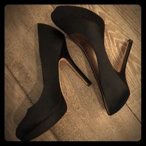 Joan&David black satin platform pumps size 8 1/2M